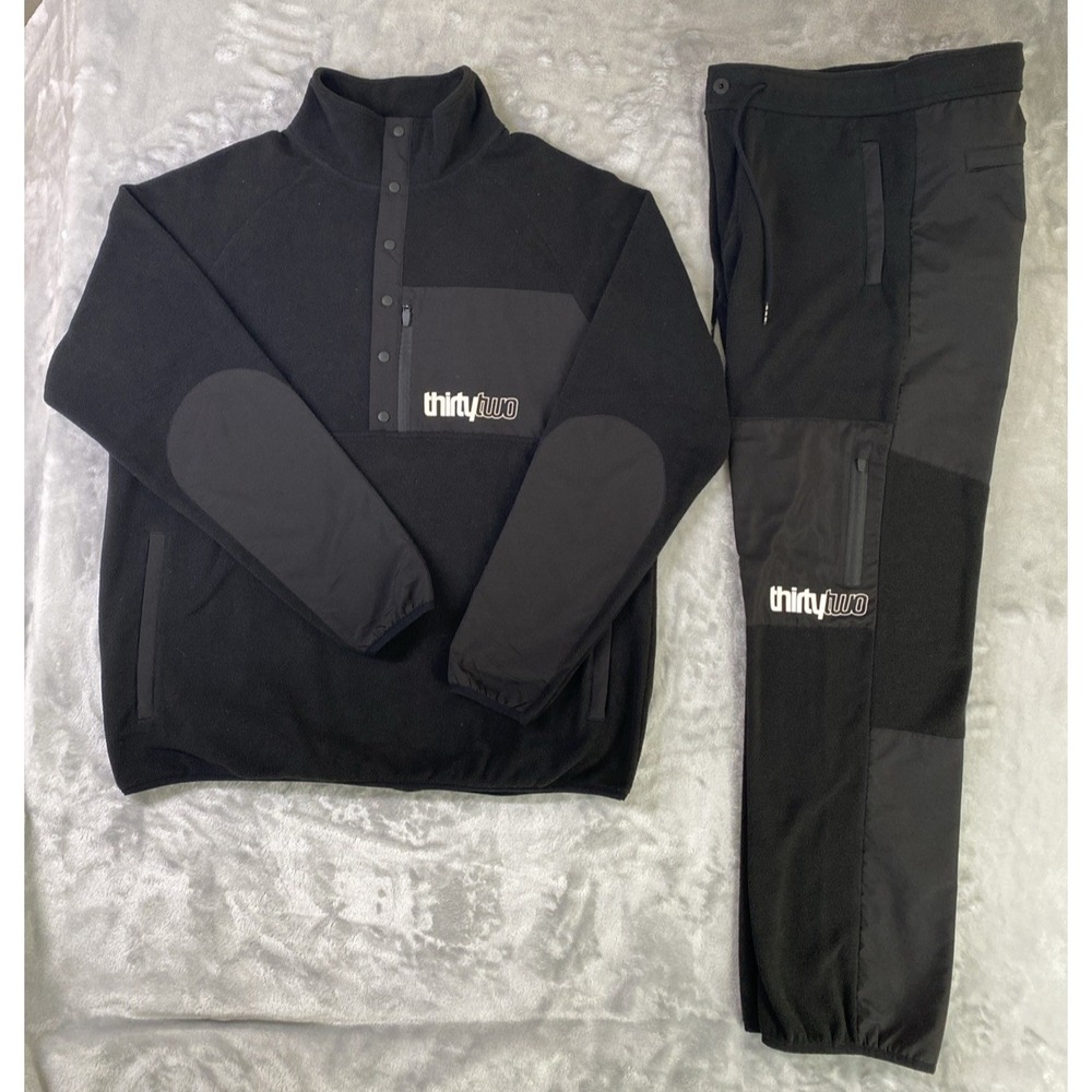 ThirtyTwo Fleece Set Mens Large Black Snap Pullover Joggers Snowboard Streetwear